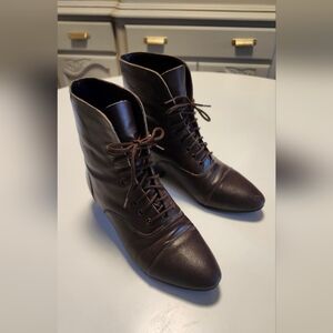 Women's Vintage Brown Witchy Leather Booties.